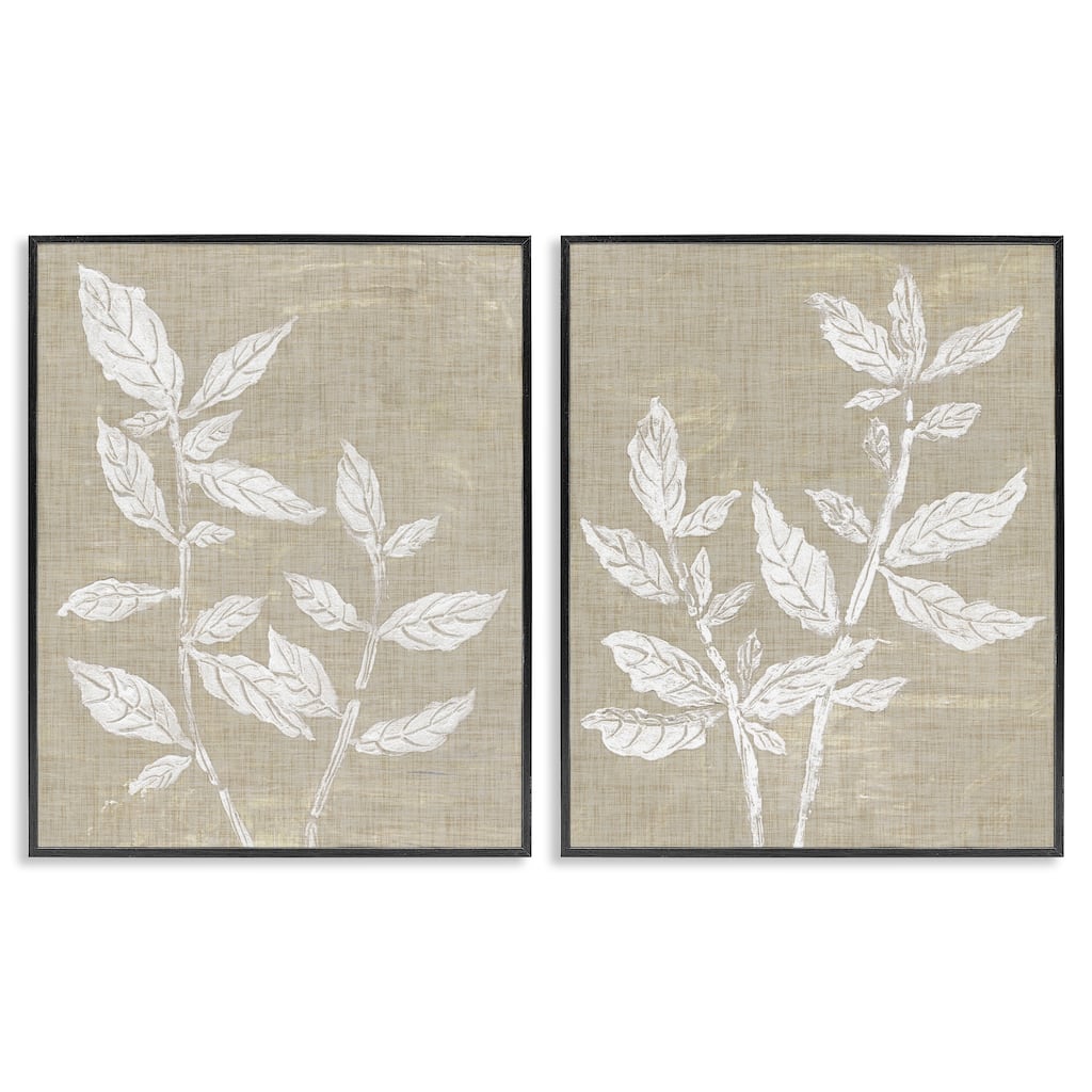 Stupell Botanicals on Textile Pattern Framed Giclee Art Design By Melissa Wang (Set of 2)