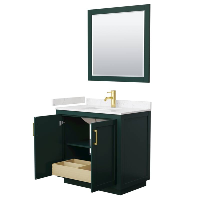 Miranda Single Vanity Set, Cultured Marble Top, 34-Inch Mirror