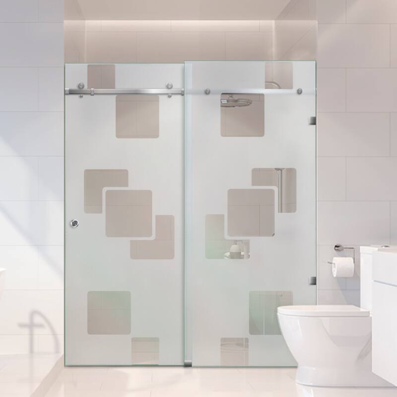 Frameless Sliding Glass Shower Door - Semi-Private - 56"x80"-Left
