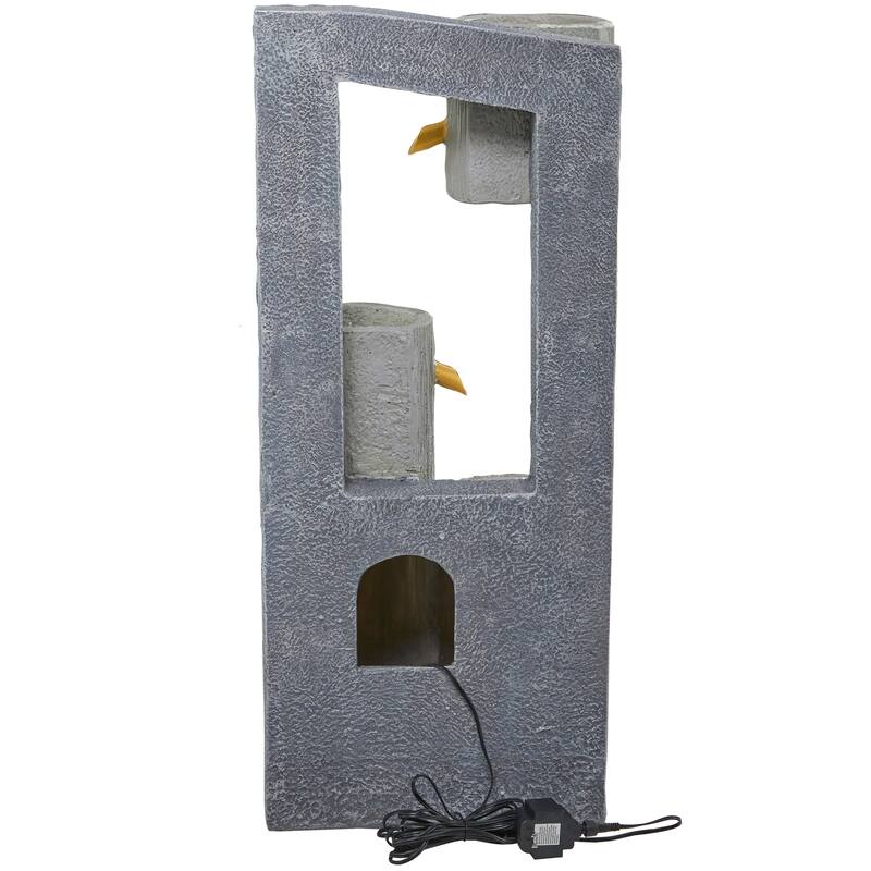 Gray Fiberglass 3 Tier Fountain with LED Light