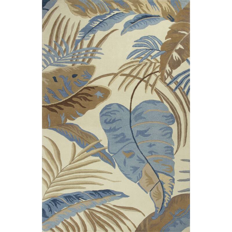 Domani Camila Ivory/Blue Tropics Hand-tufted Wool Area Rug - 8' X 10'6"