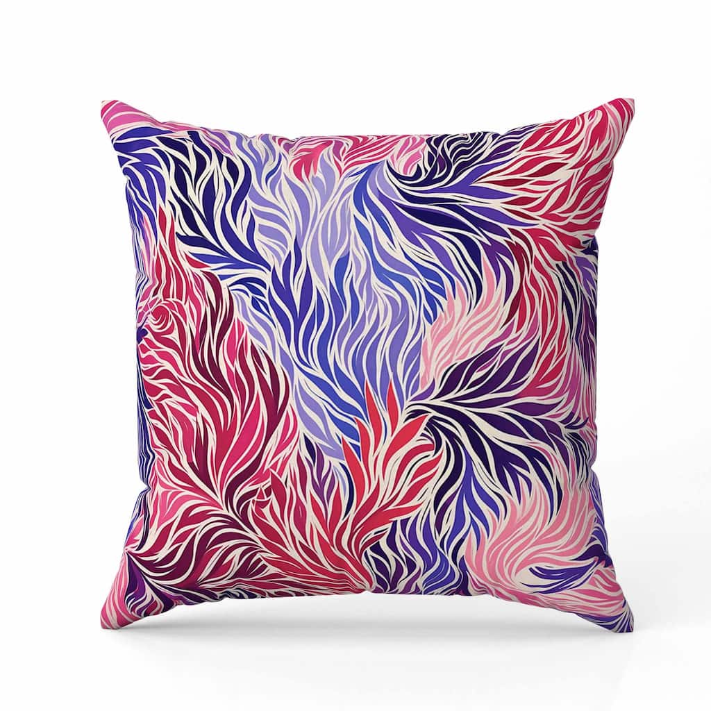 Leafy Whirl Faux Suede Reversible Throw Pillow Pink and Blue