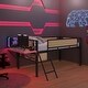 preview thumbnail 23 of 69, Metal Loft Bed with Rectangular Desk, LED lights, Storage Shelves and Hanging Storage Compartments, Safety Guard and Ladder