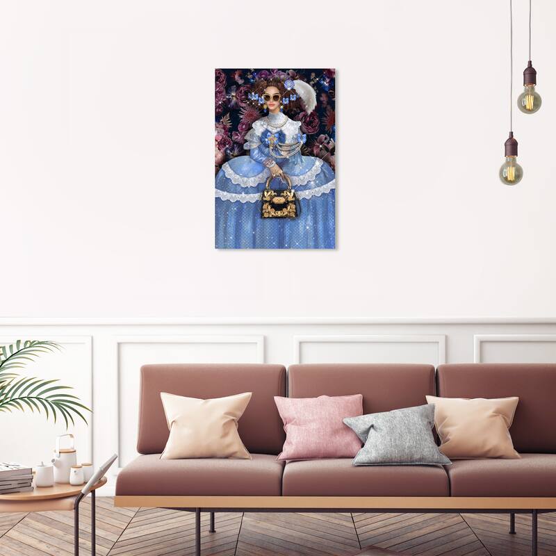 Wynwood Studio Canvas Fashion and Glam Fashion Lavender Sparkles Blue and Traditional Wall Art Canvas Print