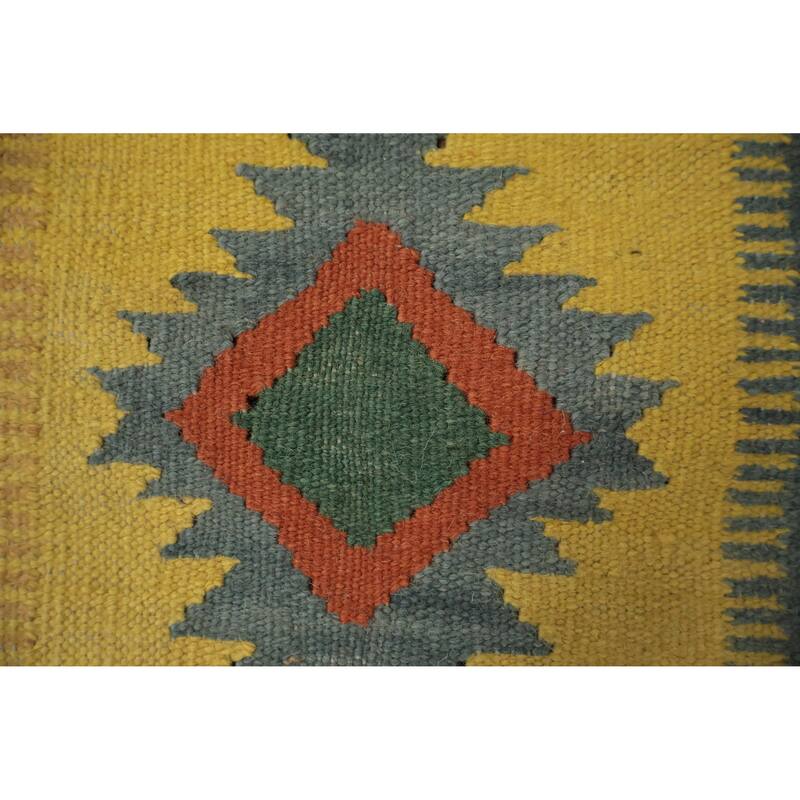 Hand Woven Oriental 100% Wool Carpet Southwestern Tribal Multi-Colored Kilim Area Rug - 9' 11'' X 8' 1''