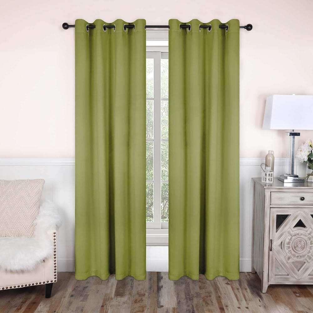 Superior Modern Solid Washable Room Darkening Blackout Curtains, Set of 2 Panels