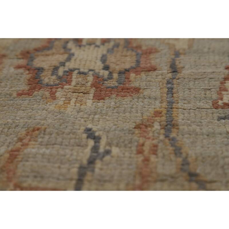 Vegetable Dye Oushak Turkish Runner Rug Handmade Wool Carpet - 3'2" x 10'0"
