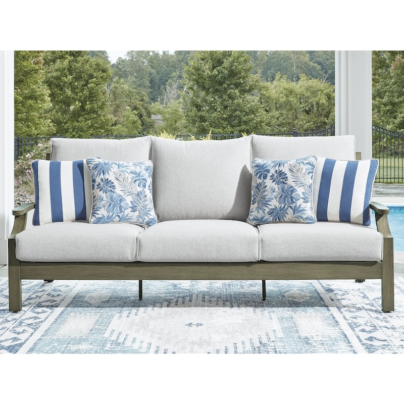 Signature Design by Ashley Rainier Ranch Brown/Beige Outdoor Sofa with Cushion - 89.25" W x 36.25" D x 42" H