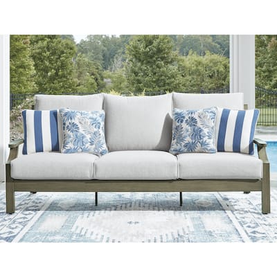 Signature Design by Ashley Rainier Ranch Brown/Beige Outdoor Sofa with Cushion - 89.25" W x 36.25" D x 42" H