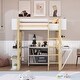 preview thumbnail 3 of 37, Full Size Stylish Design Wood Loft Bed With Built-in Storage Cabinet and Cubes,Foldable desk,Modern Design,White