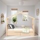 preview thumbnail 2 of 7, Twin Size Wooden Creativity House Bed Kids Bed with Drawers, Natural