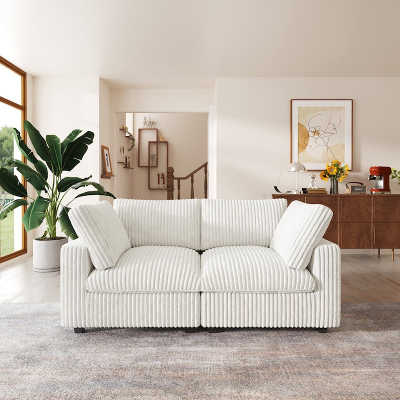 78'' Plush Fabric Loveseat Sofa Lounger Sleep Couch - Beige