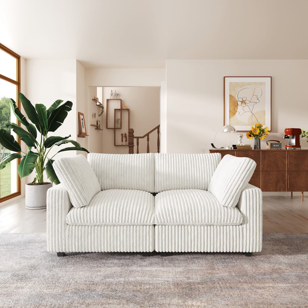 78'' Plush Fabric Loveseat Sofa Lounger Sleep Couch