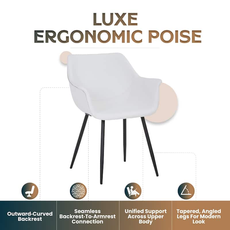 Markley Mid-Century Modern Vegan Leather Dining Chair - Waterproof Kitchen Side Chair with Matte Black Metal Legs