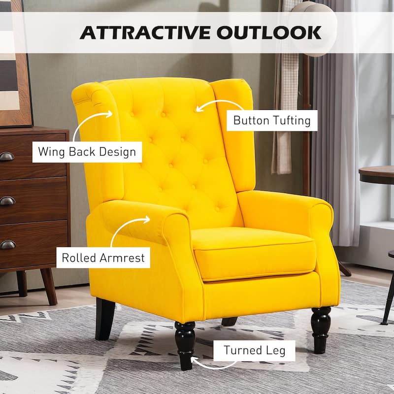 HOMCOM Copper Grove Guanta Tufted Wood Leg Accent Chair