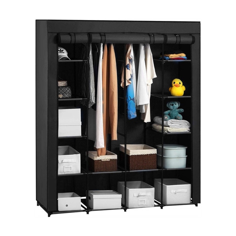 Portable Closet Organizer Storage Wardrobe Closet with Non Woven Fabric 14 Shelves