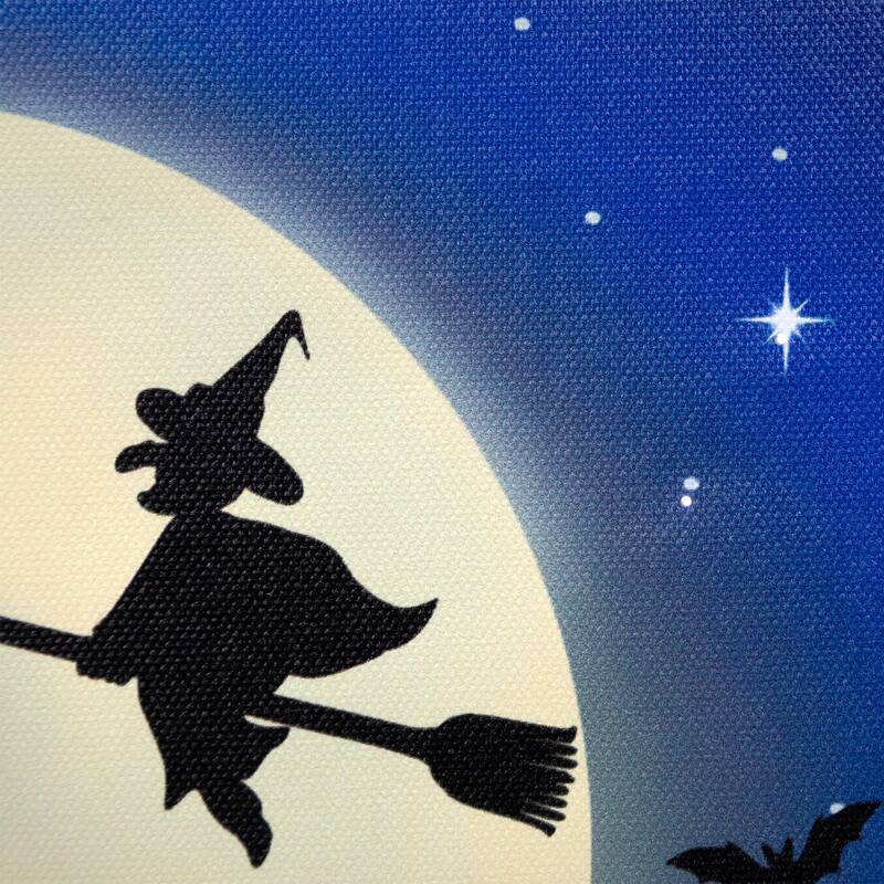 Fiber Optic LED Witch in the Moon Halloween Canvas Art 12" x 15.75"