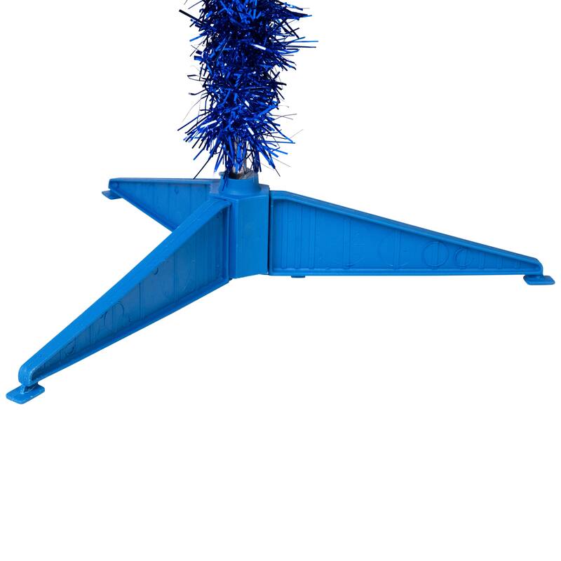Pre-Lit Artificial Tinsel Christmas Tree - 3' - Blue - Clear Lights - 3 Foot