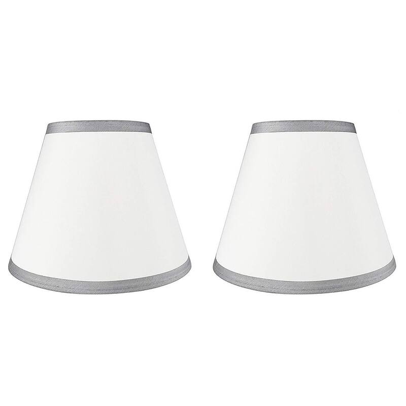 Hardback Faux Silk Conical Lamp Shade, 5 inch Top, 9 inch Bottom, 7 inch Slant - Set of 2 - Off White, Gray