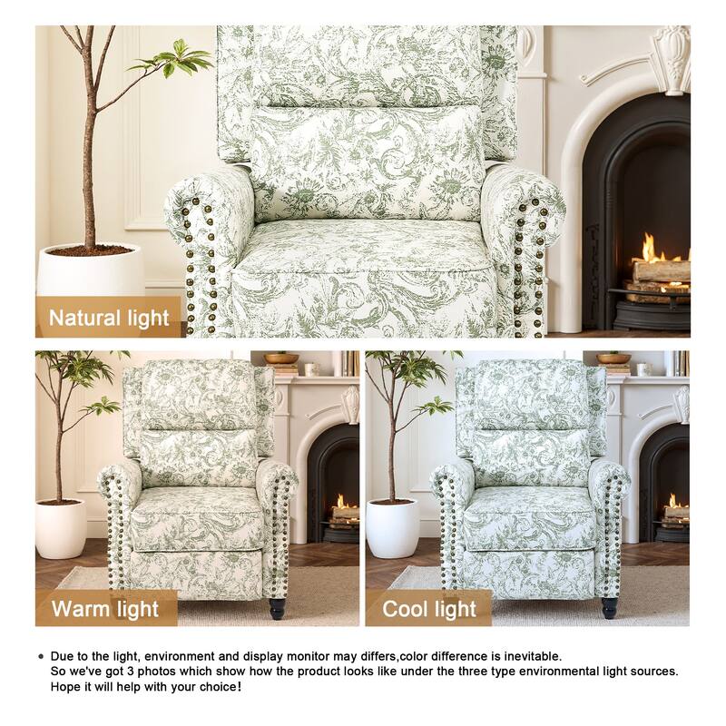 Manual Pushback Recliner Chairs with Nailhead Trim