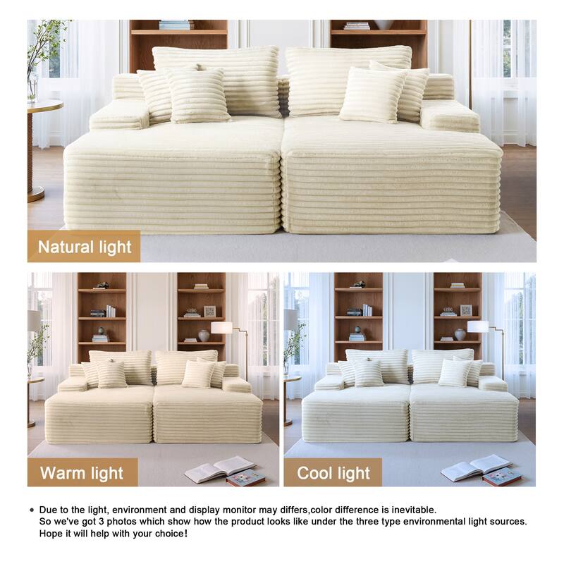 2 - Piece Upholstered Sectional Couch Sleeper Sofa L-Shape Chaise with Pillow