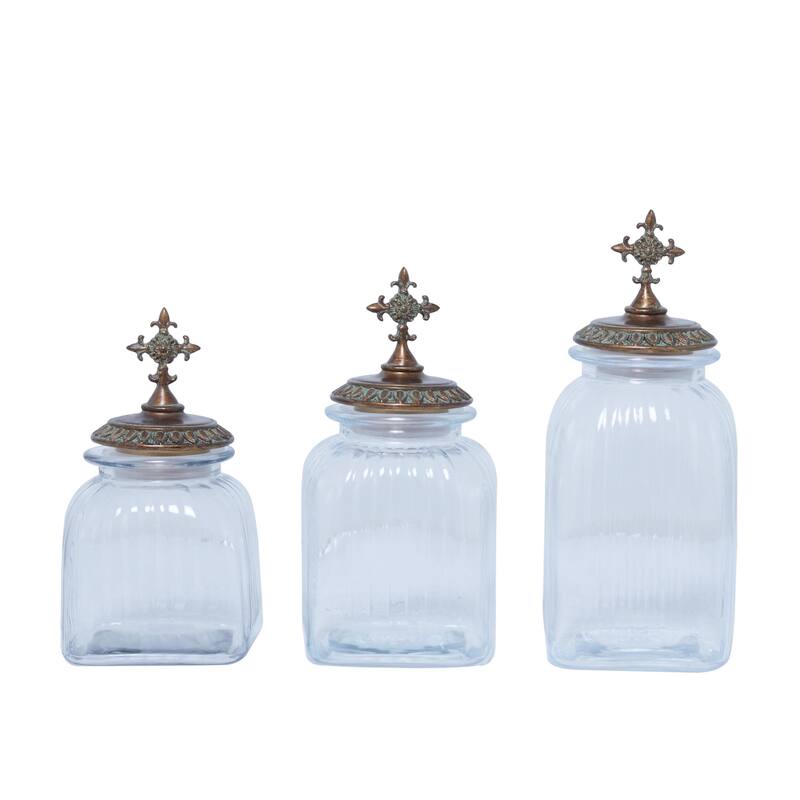 Glass Decorative Jars - Set of 3 Clear - Roche River Decor - Clear