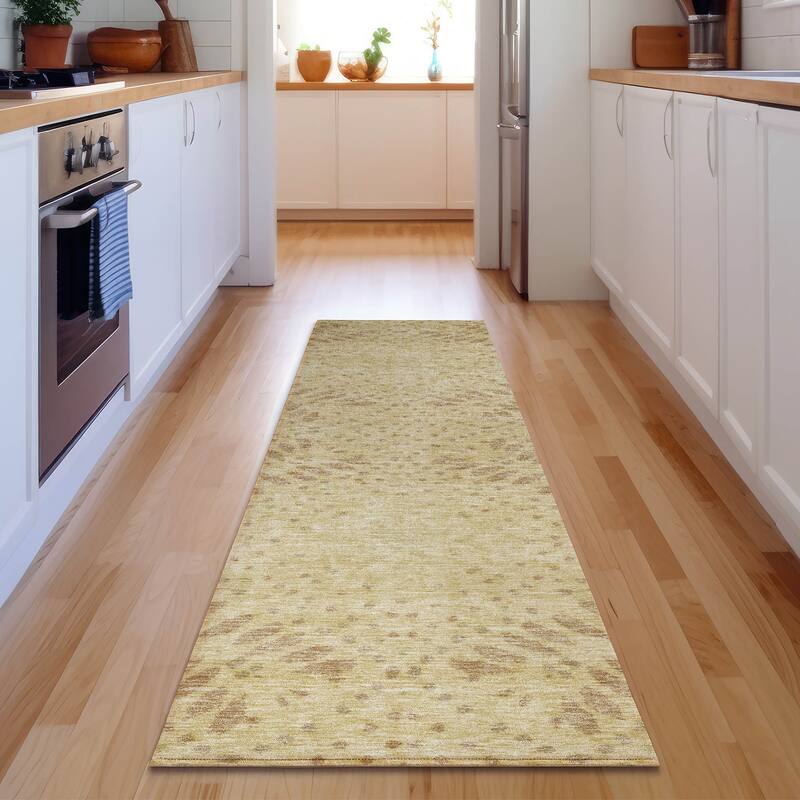 Premium Washable Super Soft Modern Brinley Mayfield Rug - Gold - 2' 3" x 7' 6" - Runner