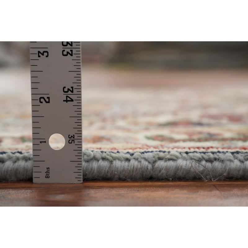 Hand Knotted Oriental 100% Wool Carpet Traditional Medallion Navy Blue & Blues Heriz (serapi) Area Rug - 3' 3'' X 2' 0''