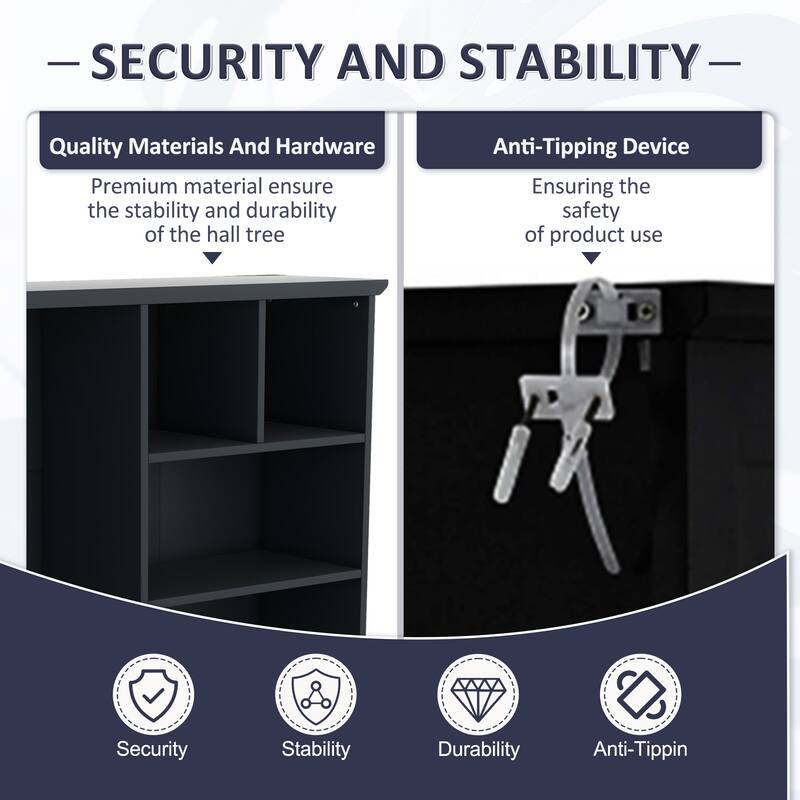 Practical Shoe Bench Hallway Coat Rack with Open Shelves, Leisure Bench Hallway Decorative Bench with Drawers and Cabinet