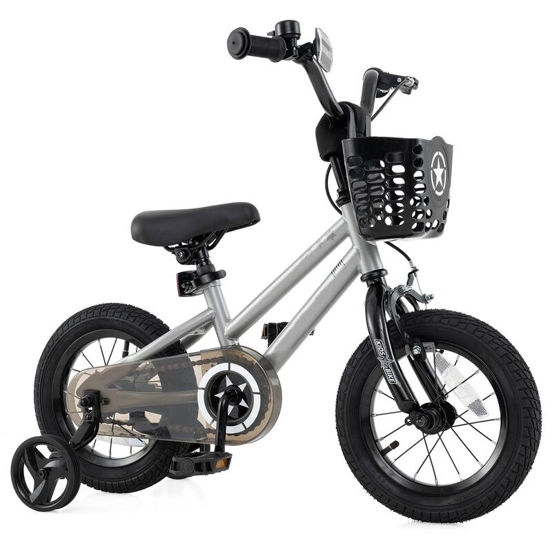 Kids Bike with Basket Adjustable Seat and Training Wheels