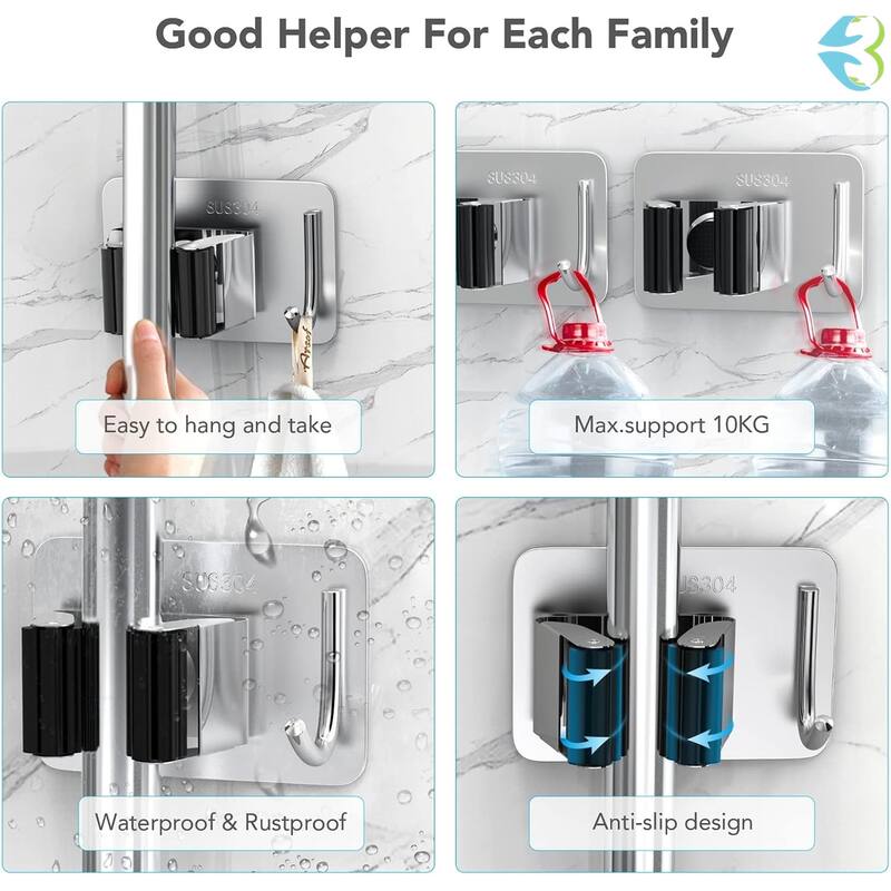 Mop Broom Organizer Wall Mounted
