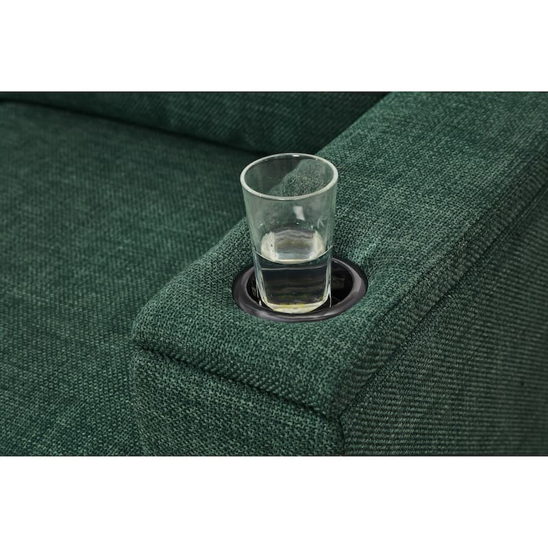 93.7" Modern Style Sofa Fabric Couch,Square Arm Sofa With Cup Holder,Storage Sofa,Upholstered Polyester
