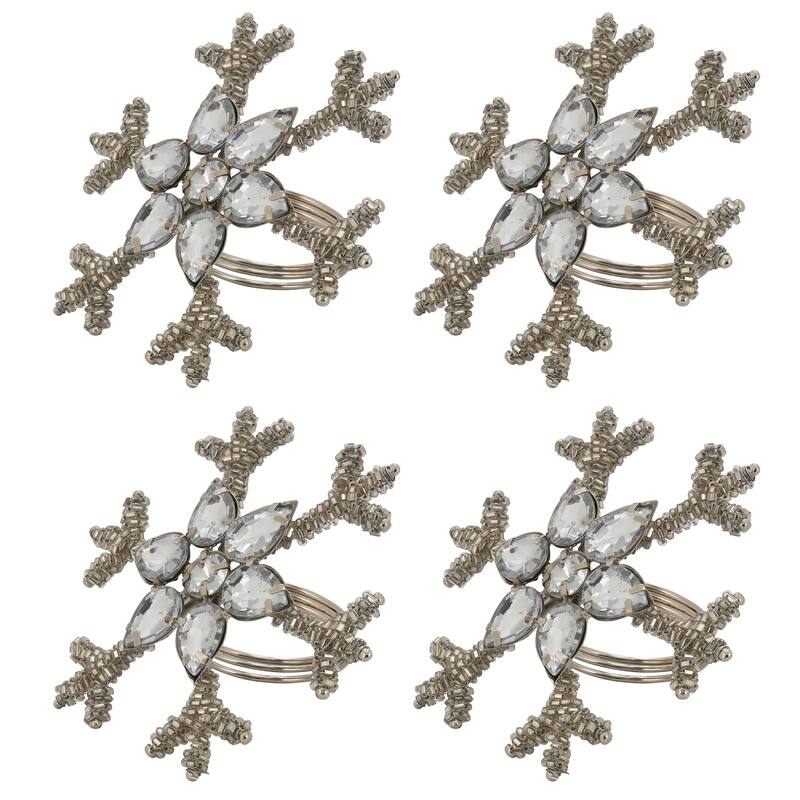 Beaded Napkin Rings With Snowflake Design (Set of 4)