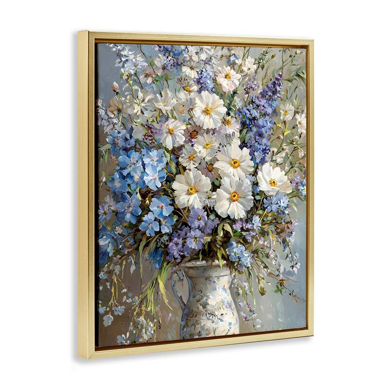Stupell Flowers in Chinoiserie Vase Framed Floater Canvas Wall Art Design By Franklyn Gregory