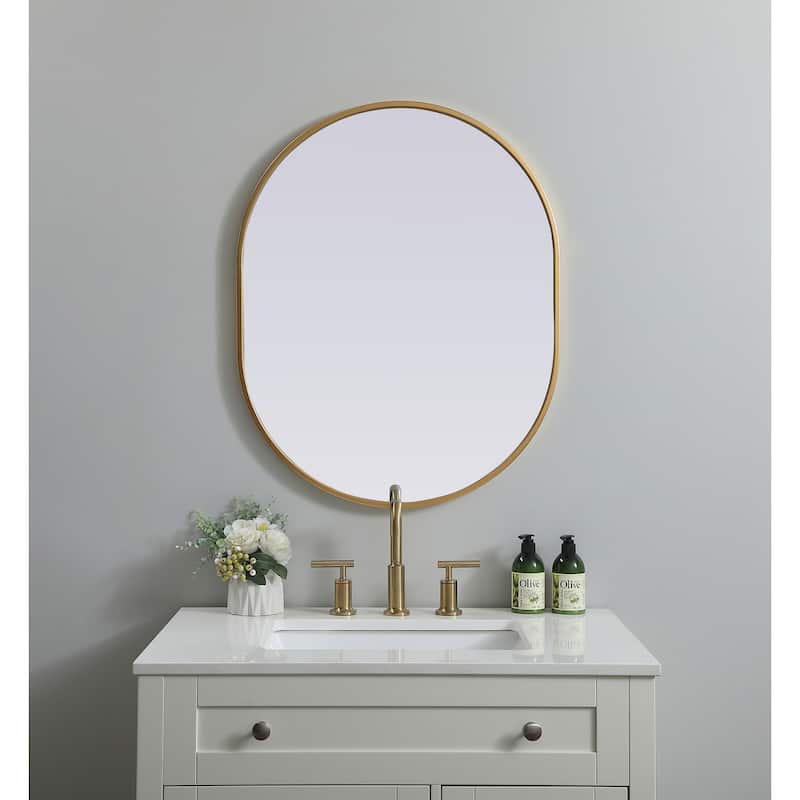 Indigo Home Metal Frame Oval Mirror 24x30 Inch