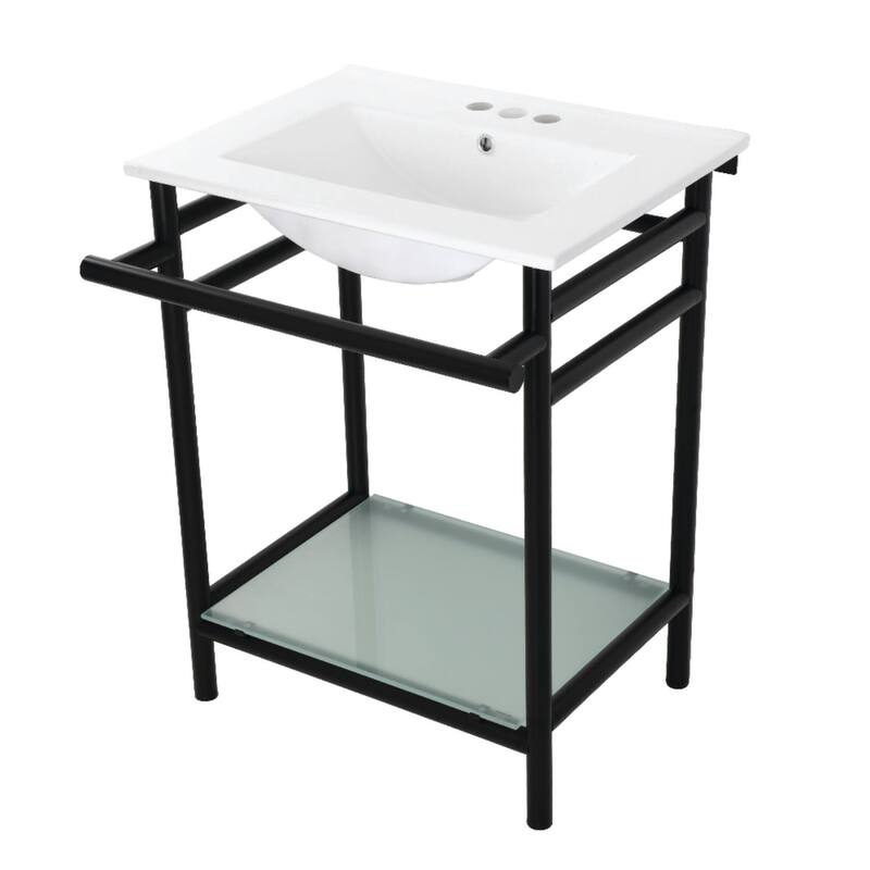 Kingston Brass 24" Rectangular Ceramic, Glass, Stainless Steel Console