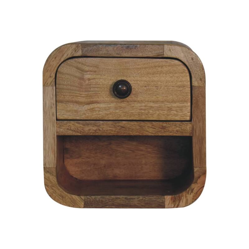 Artisan Furniture Solid Wood Extra Mini Curved Oak-ish Bedside with Open Slot