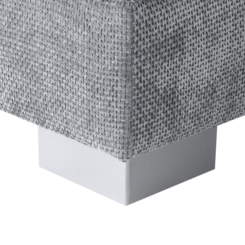 96*56" L-shaped 4-seat Chenille Sofa with Chaise and 2 Pillows, Gray