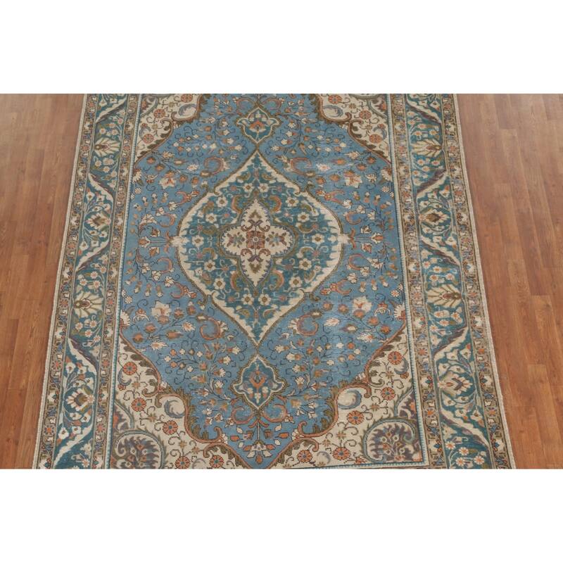 Distressed Over-Dyed Tabriz Persian Vintage Rug Handmade Wool Carpet - 6'8"x 9'10"