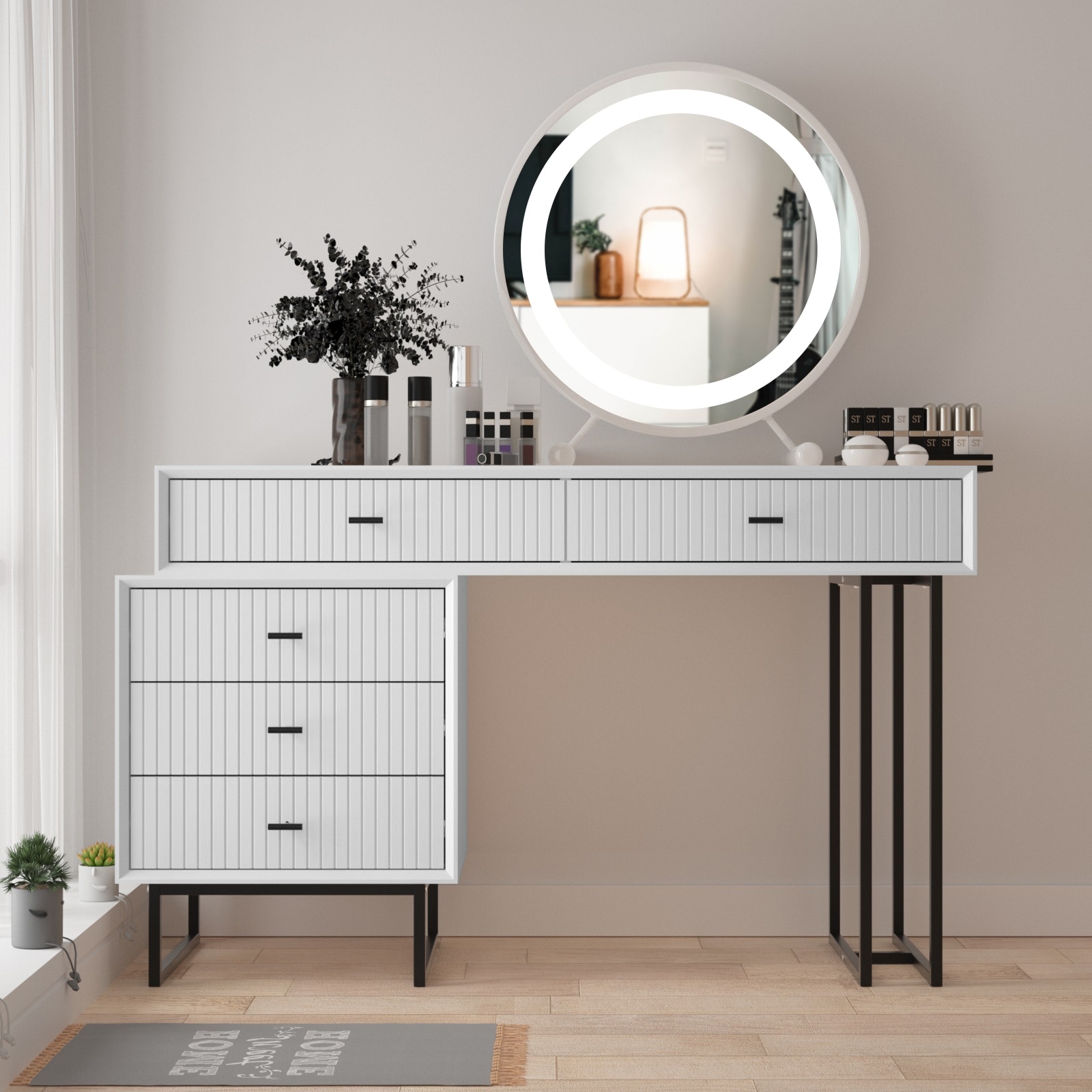 Vanity table sales with drawers