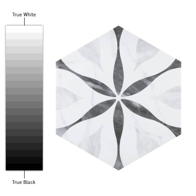 Merola Tile Classico Bardiglio Hex Flower 7" x 8" Porcelain Floor and Wall Tile