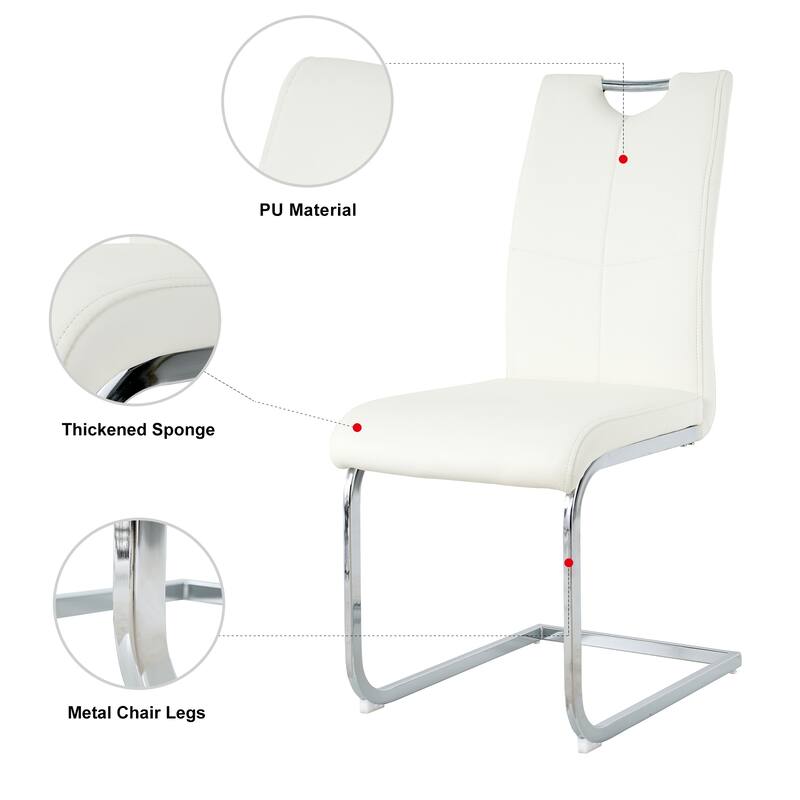 Set of 4 Modern Faux Leather Dining Chairs with Metal Legs