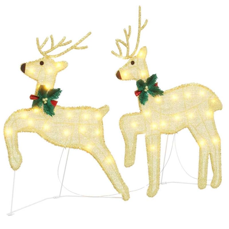 vidaXL LED Reindeers 2 pcs Warm White fabric - 17.7 x 7.5 x 25.6