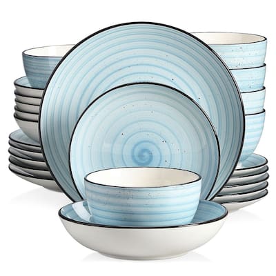 vancasso Bonbon Stoneware Handpainted Spirals Pattern Dinnerware Set