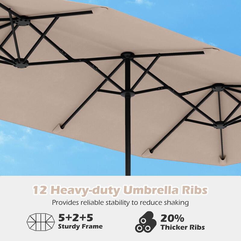 Gymax 13 FT Double-sided Patio Umbrella Outdoor Large Twin Size