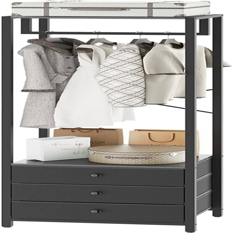 Clothes Rack with Drawers - 15.35 x 11.41 x 70.47