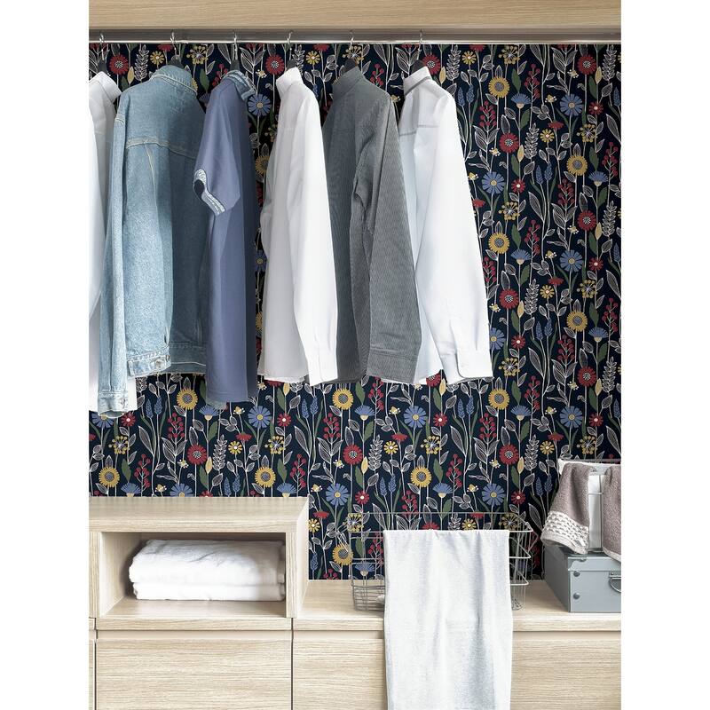 NuWallpaper Navy Jane Peel & Stick Wallpaper