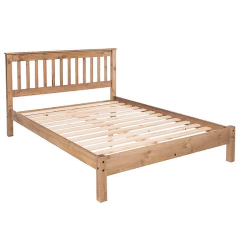 Wood Slatted Full Double Size Bed Corona Collection Furniture Dash