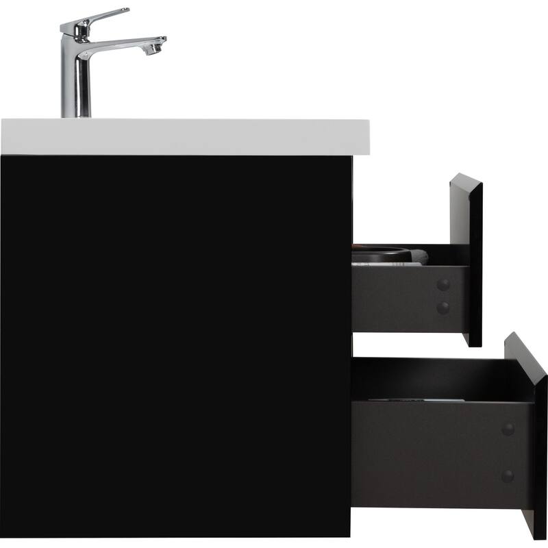 30" Modern Wall-Mounted Floating Bathroom Vanity with Sink, Drawers
