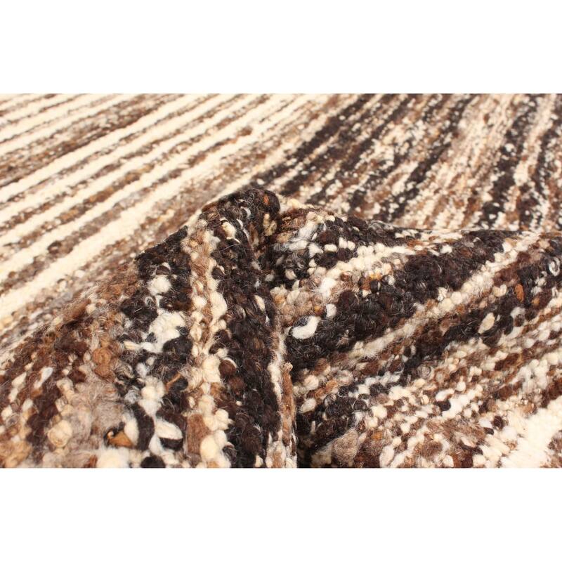 ECARPETGALLERY Braid weave Sienna Brown Wool Rug - 5'6 x 7'5